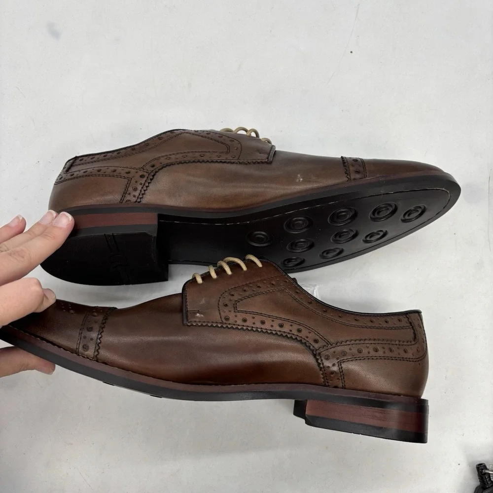 Gordon Rush Medallion Dress Shoes Mens 8.5 Whitaker Derby Full Brogue Cap Toe